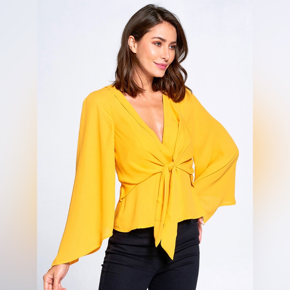 Bronn slouchy front blouse - Honey Mustard